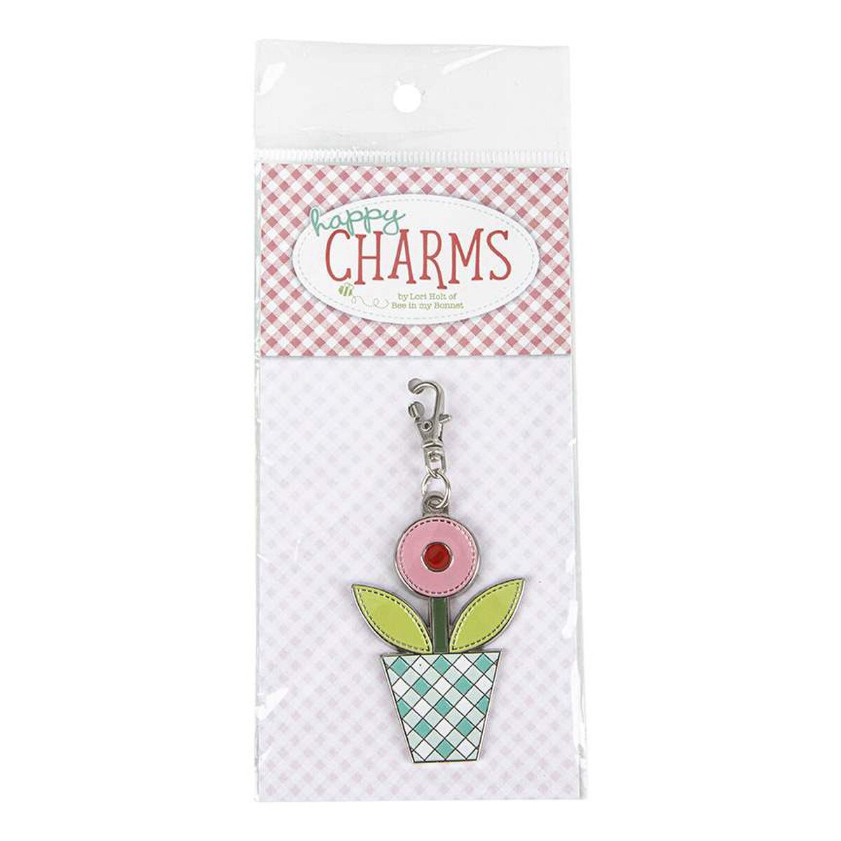 Riley Blake Designs Lori Holt Gingham Garden Enamel Happy Charm ST-27263
