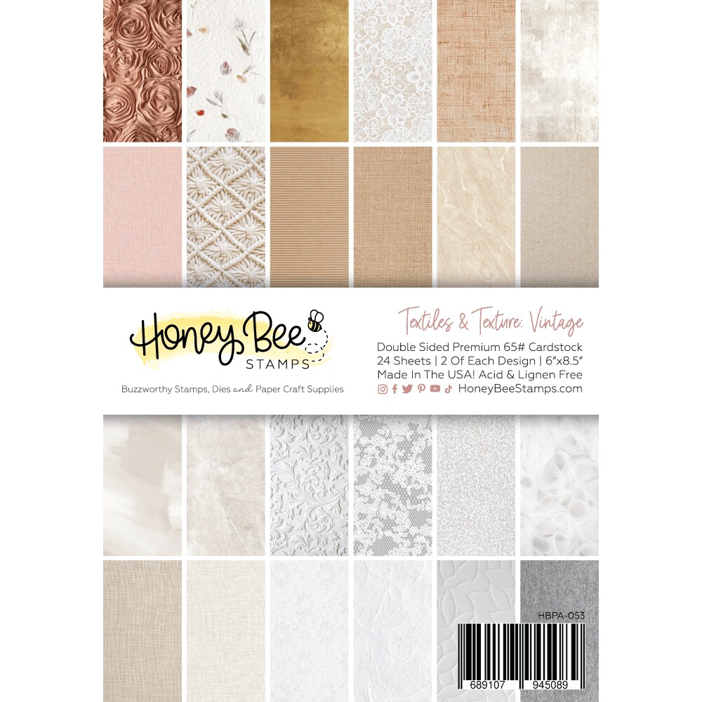 Textiles & Texture: Vintage Paper Pad 6x8.5 - 24 Double-Sided Sheets