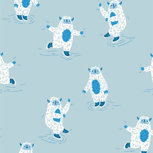 Fabric Art Gallery Yappi Yeti in Flannel Snuggles by the Quarter Yard F11812
