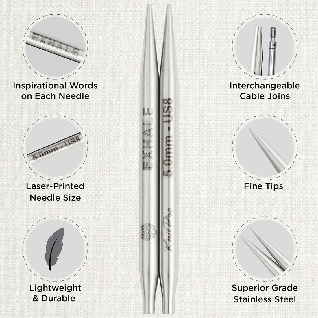 KnitPro The Mindful Collection Grace Interchangeable Circular Needle Set 4" (10cm)