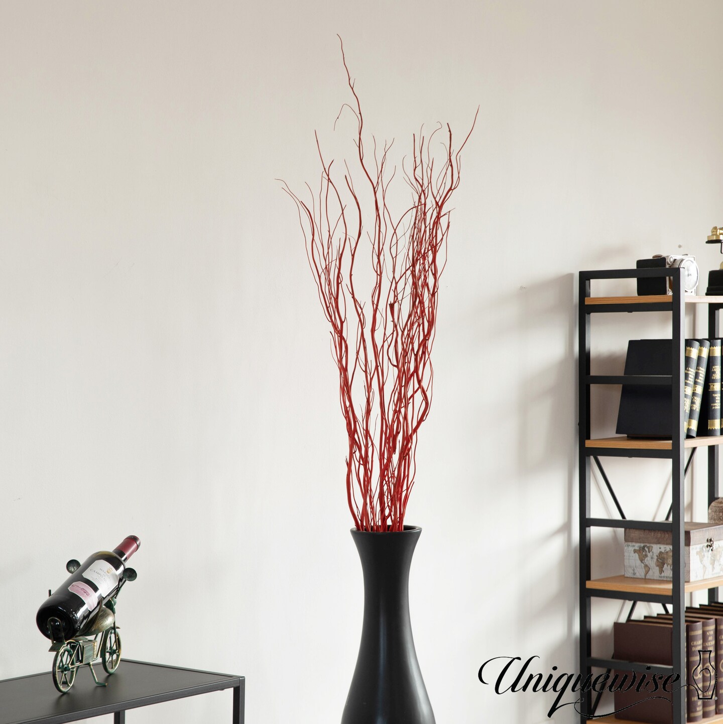 Uniquewise 12pc 59" Natural Dried Willow Twigs - Ideal Sticks for DIY Crafts Decorative Stems Floral Arrangements Floor Vase Fillers Wedding Centerpieces Event Decorations and Home Décor Accents, Red