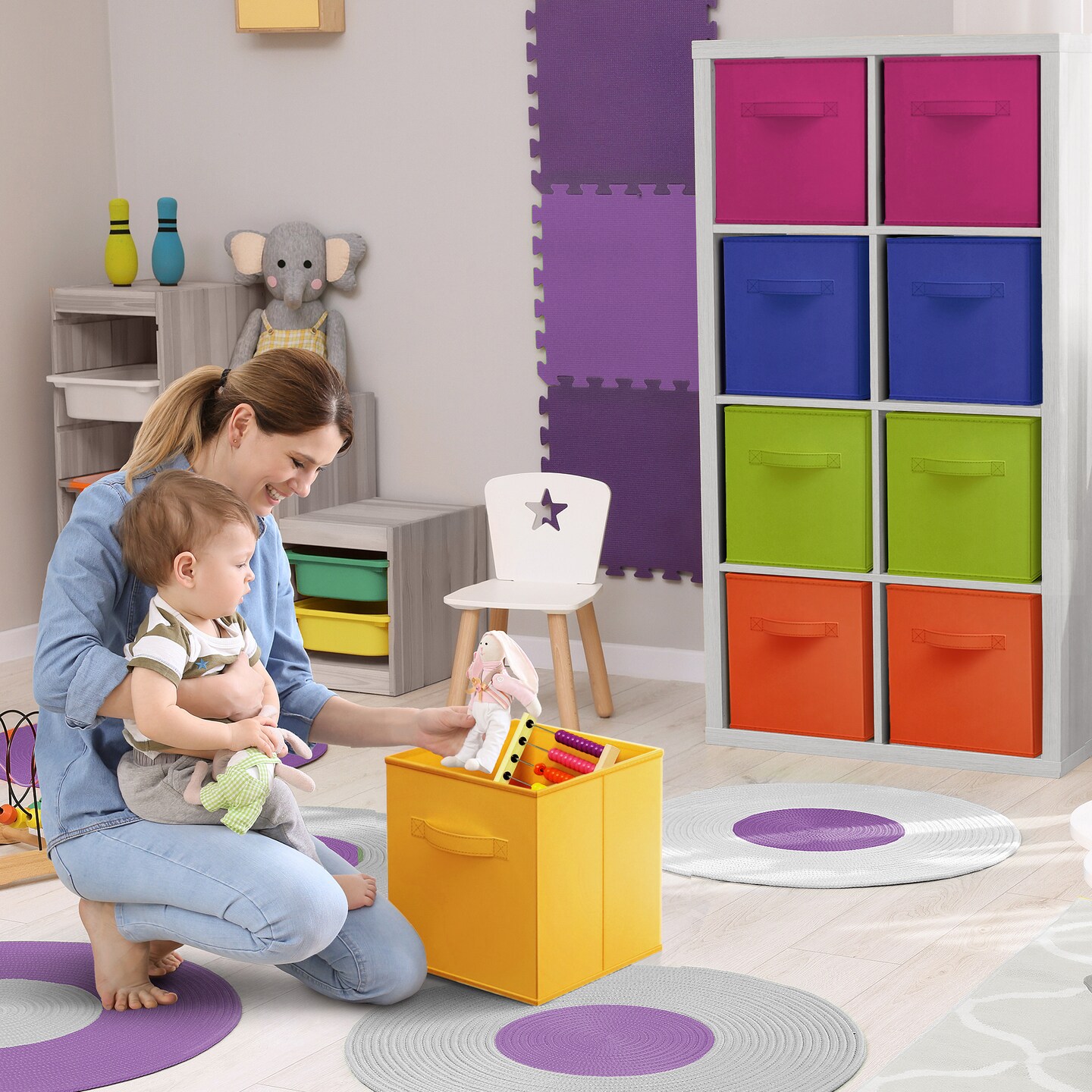 Sorbus Large 13" Storage Bins - 12 Pack Sturdy Collapsible Fabric Storage Cubes with Handle