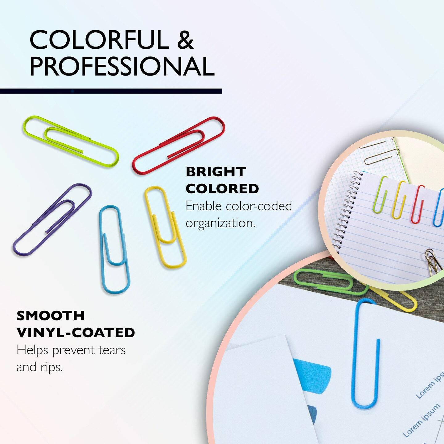 BAZIC Jumbo Paper Clips, 50 mm, Vinyl-Coated, 100 Count, 24-Pack