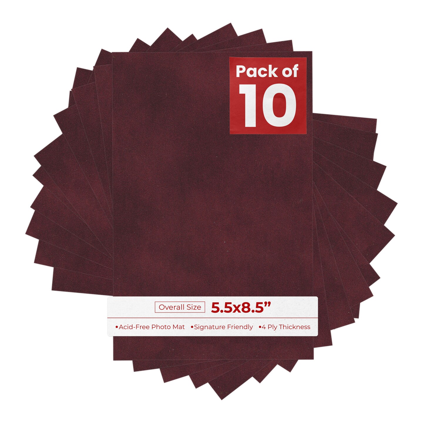 Dark Red Suede 5.5x8.5 Uncut Mat Board - Blank Sheets, No Opening