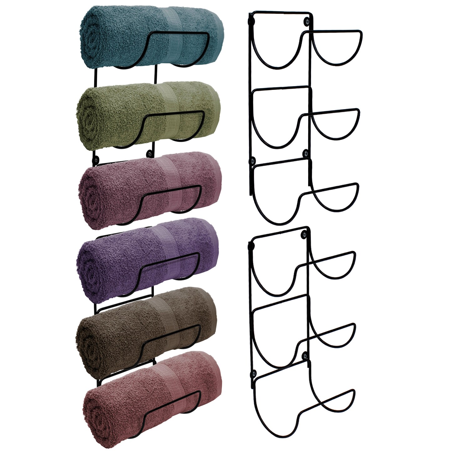 Sorbus Metal Wall Mounted Bathroom Towel Rack - Organizer for Towels, Washcloths, Hand Towels, Linens, Ideal for Bathroom, Spa, Salon
