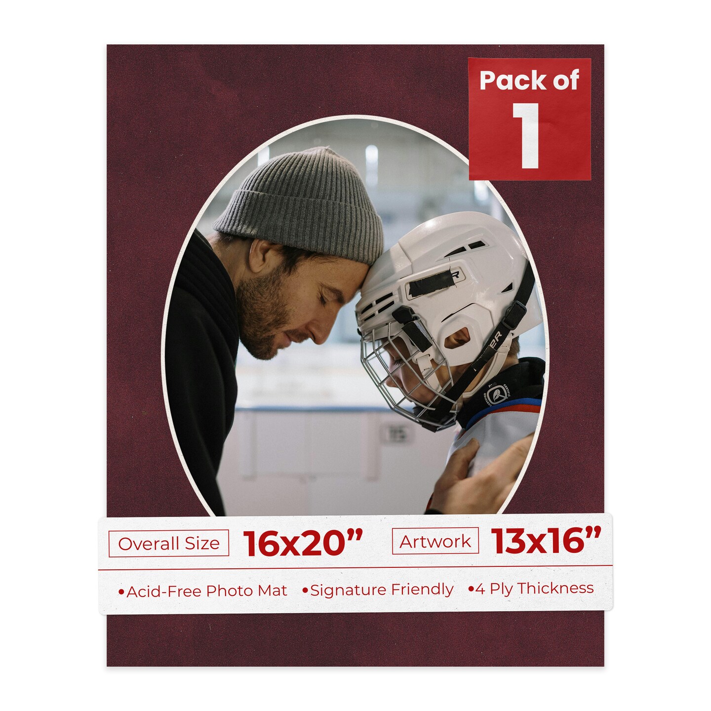 Dark Red Suede Mat Board for 16x20 Frames - Oval Opening for 13x16 Photos