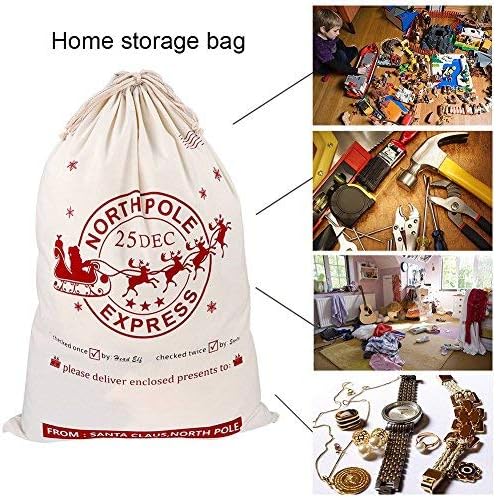 2PCS Large Christmas Gifts Bags, Canvas Blank Storage Bags with Drawstring for Christmas Holiday Party Decorations, 28 x 20 Inch