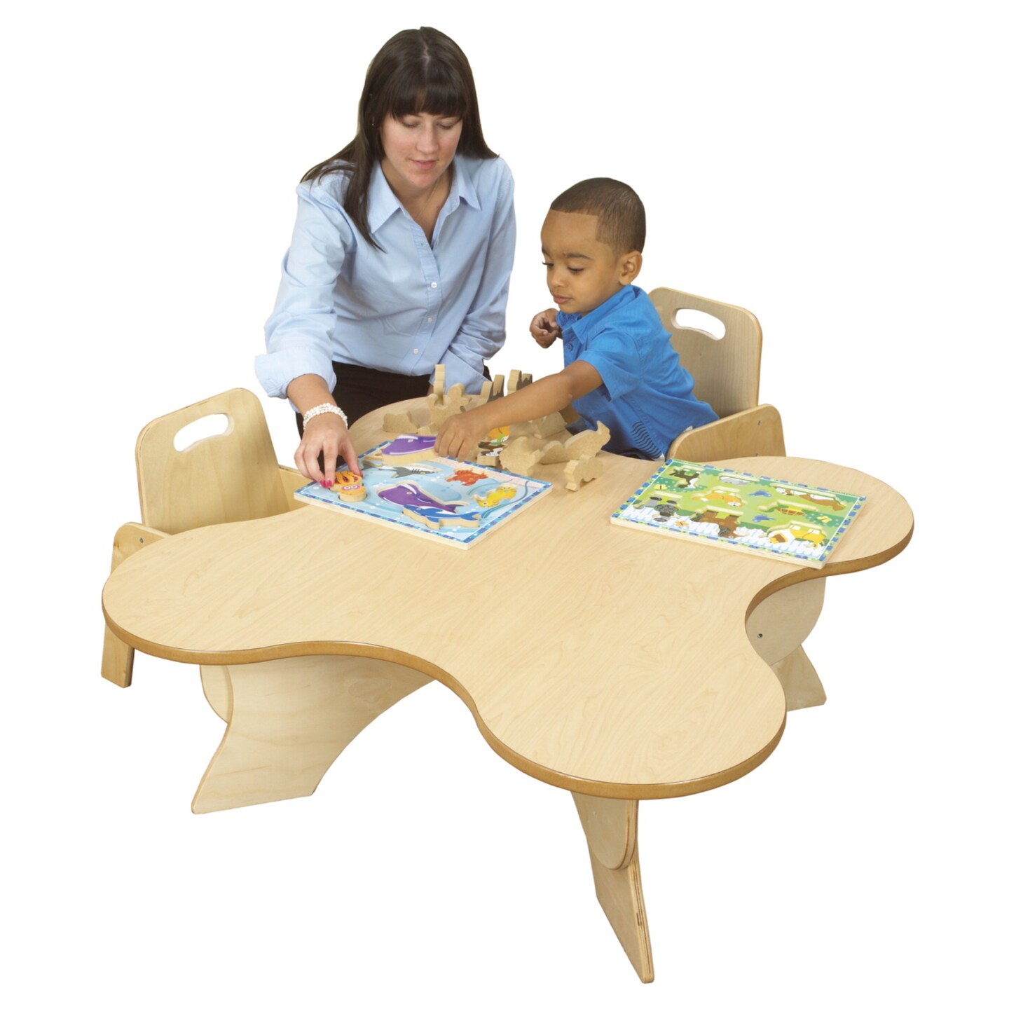 Childcraft Adjustable Toddler Table with 4 Chairs, Blossom, 35-3/4 x 35-3/4 x 14 to 19 Inches