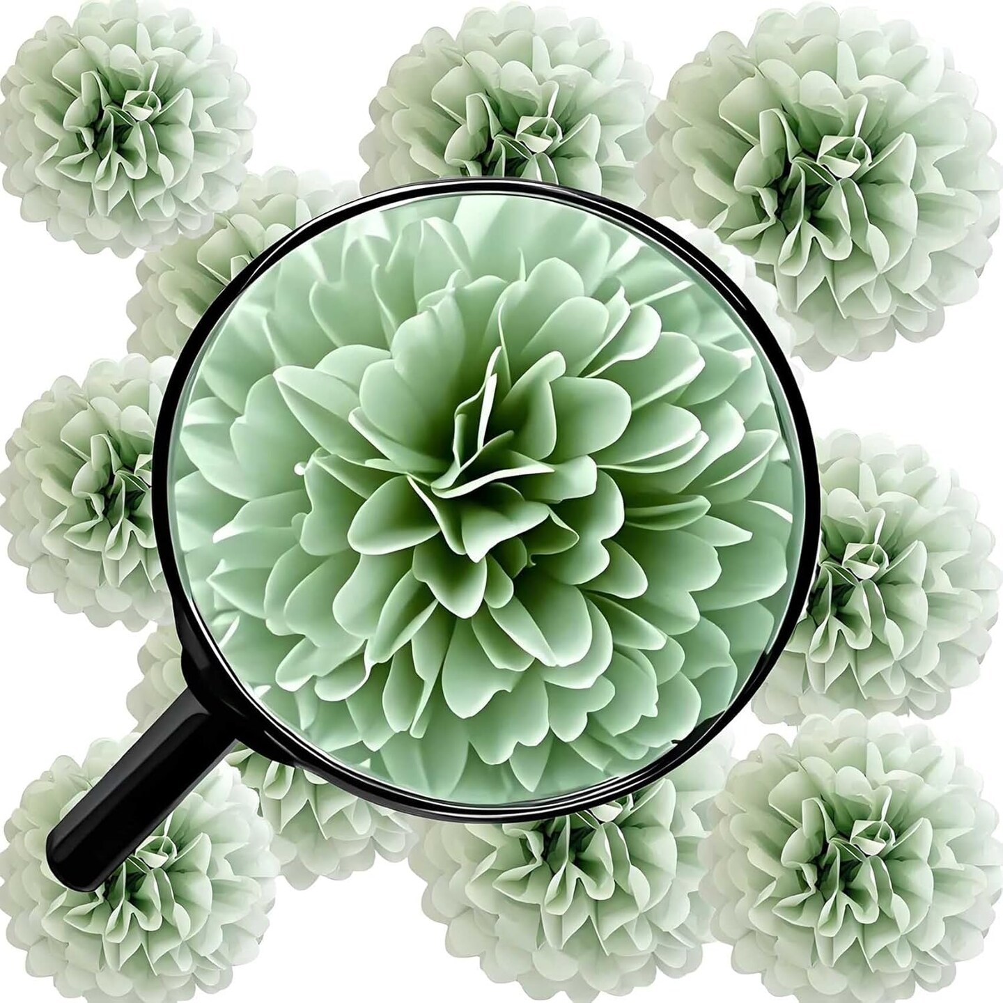 Sage Green Tissue Paper Pom Poms Flowers Balls 12 Pcs are Perfect for Party(Sage Green)