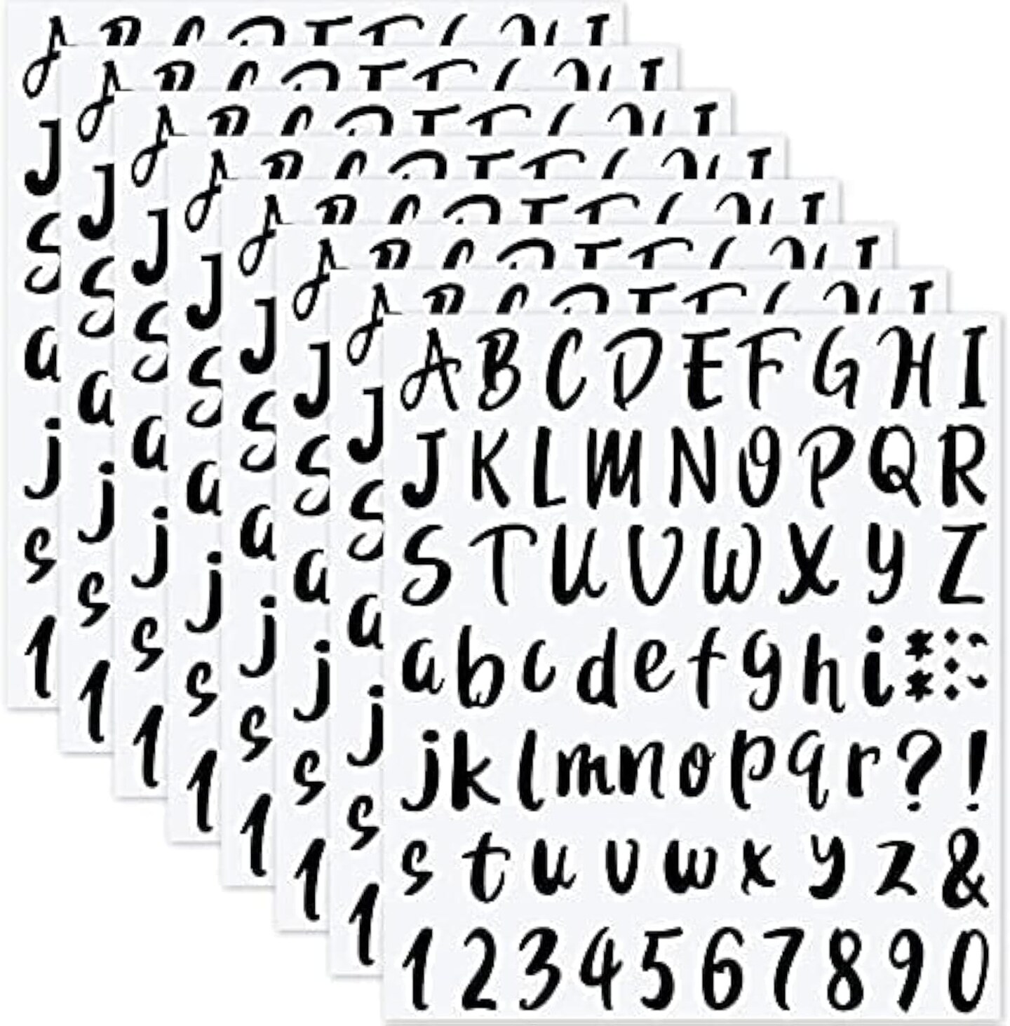 576 Pieces 8 Sheets Letters Stickers Self Adhesive Alphabet (Black) 8.66 x 7.48 x 0.04 inches