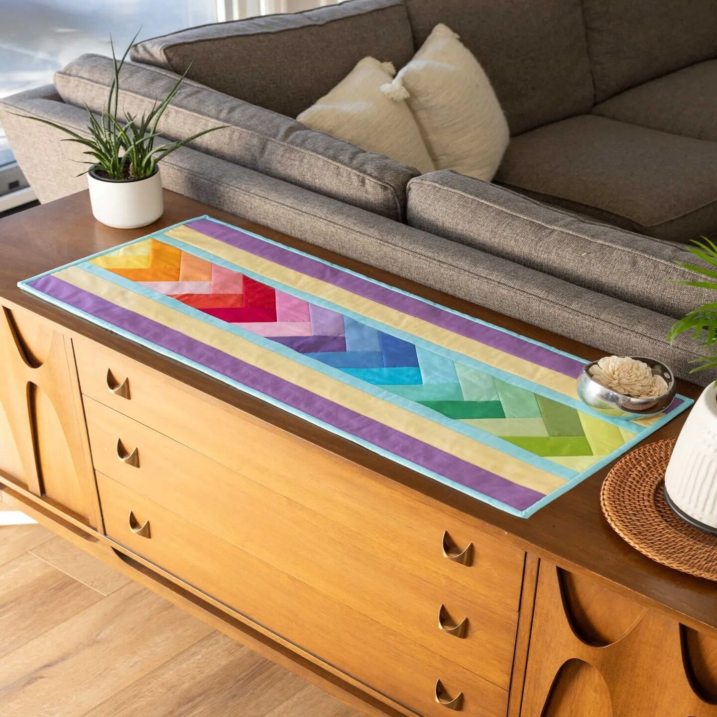 Venice Table Runner Quilt-As-You-Go Kit – Braid Design, Printed Batting, Easy Sew-by-Number