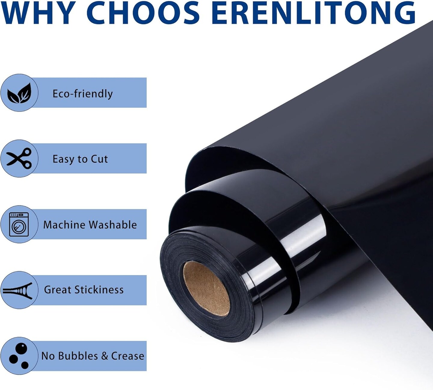 Black Iron on Vinyl 12Inch by 20ft Roll HTV Heat Transfer Vinyl for T-Shirt