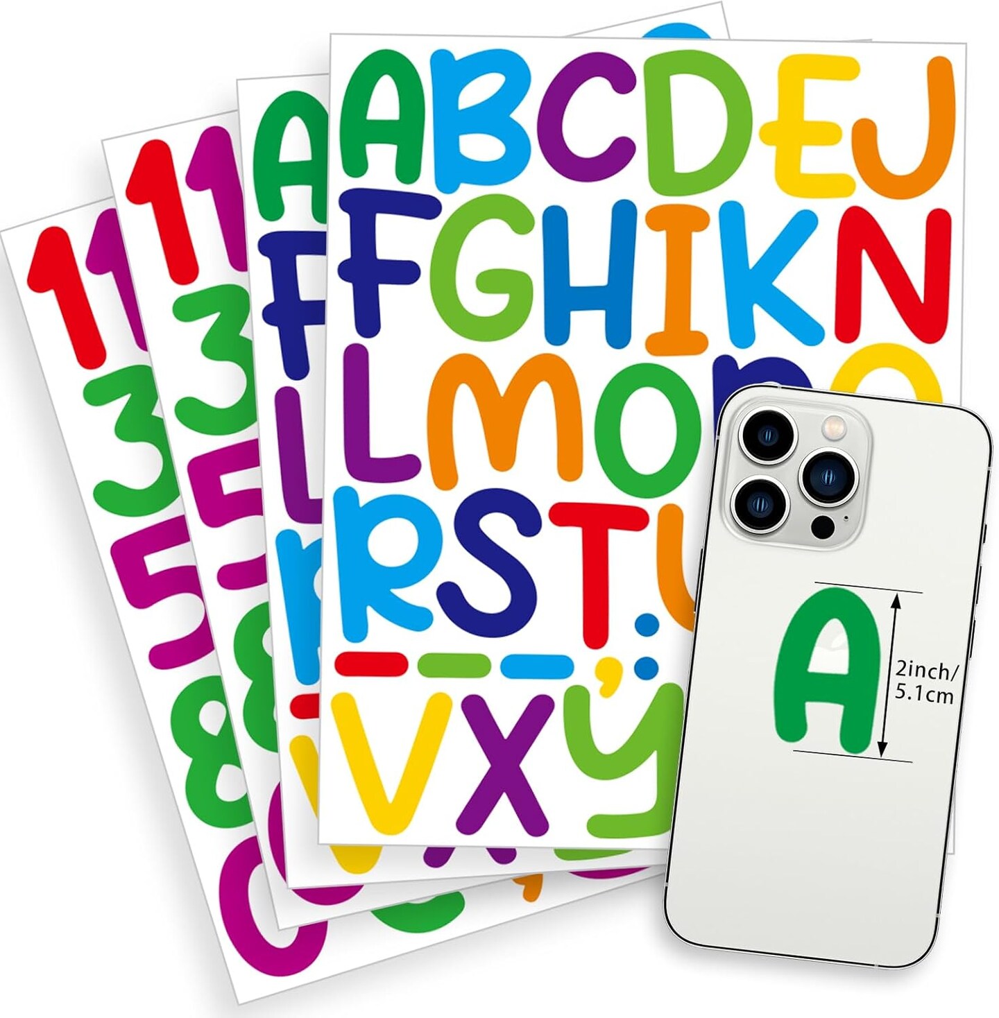 12 Sheets Alphabet Stickers, Letter Stickers, 2 inch Vinyl Self-Adhesive Sticker Letters