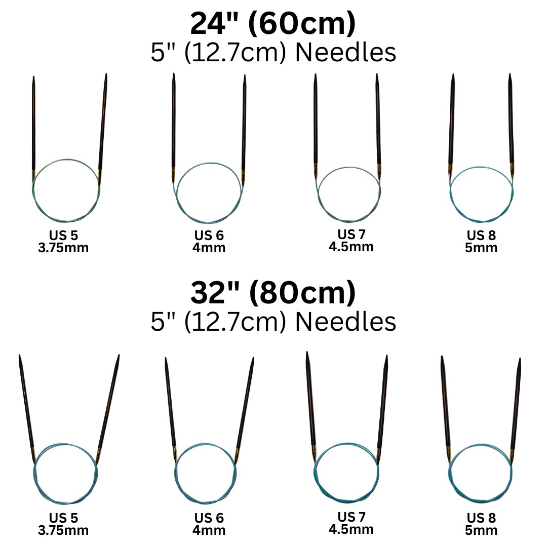 Blue Silk | Sweater Set | Ebony Circular Knitting Needles | 8 Sizes | w/custom case