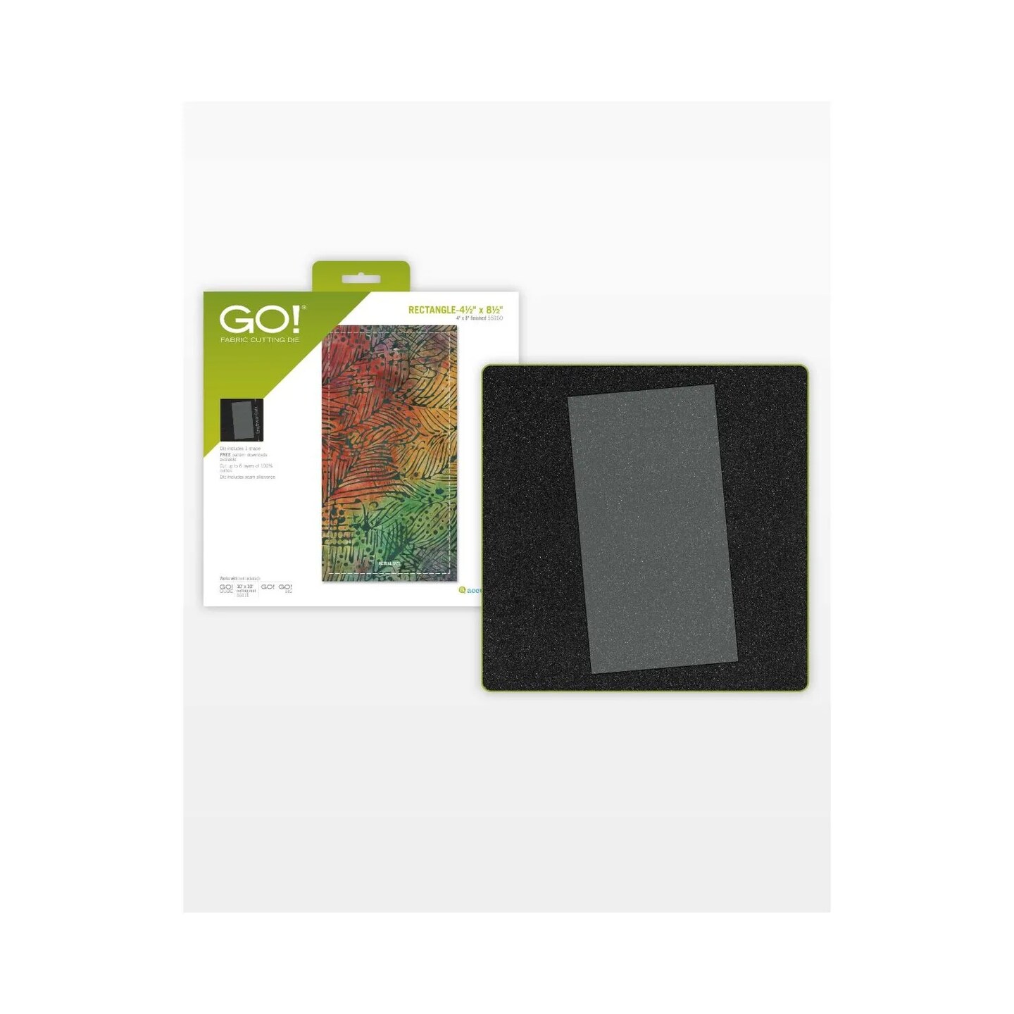 AccuQuilt GO! Rectangle Quilting Die 4 1/2" x 8 1/2" | Fabric Cutting Die 4" x 8" Finished