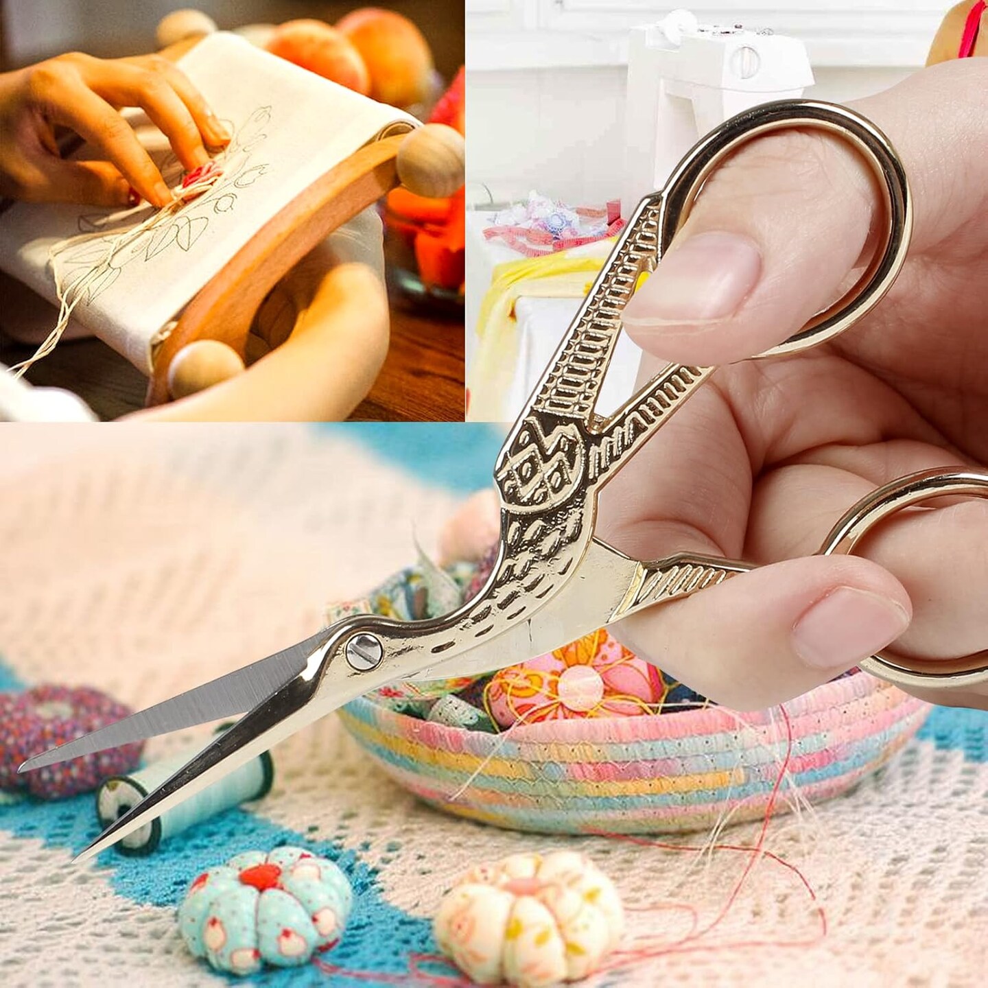 4.5Inch Embroidery Scissors Sharp Tip Stainless (Gold) 4.5"L x 2.2"W