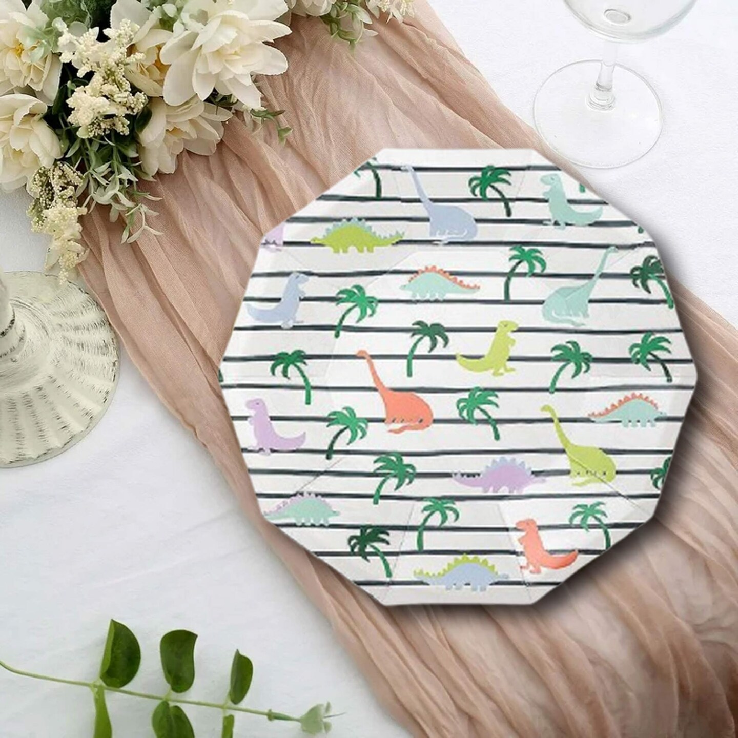 10 Count Dino Mite Small Paper Plates 7.25 Inch Fun Dinosaur Party Plates for Kids