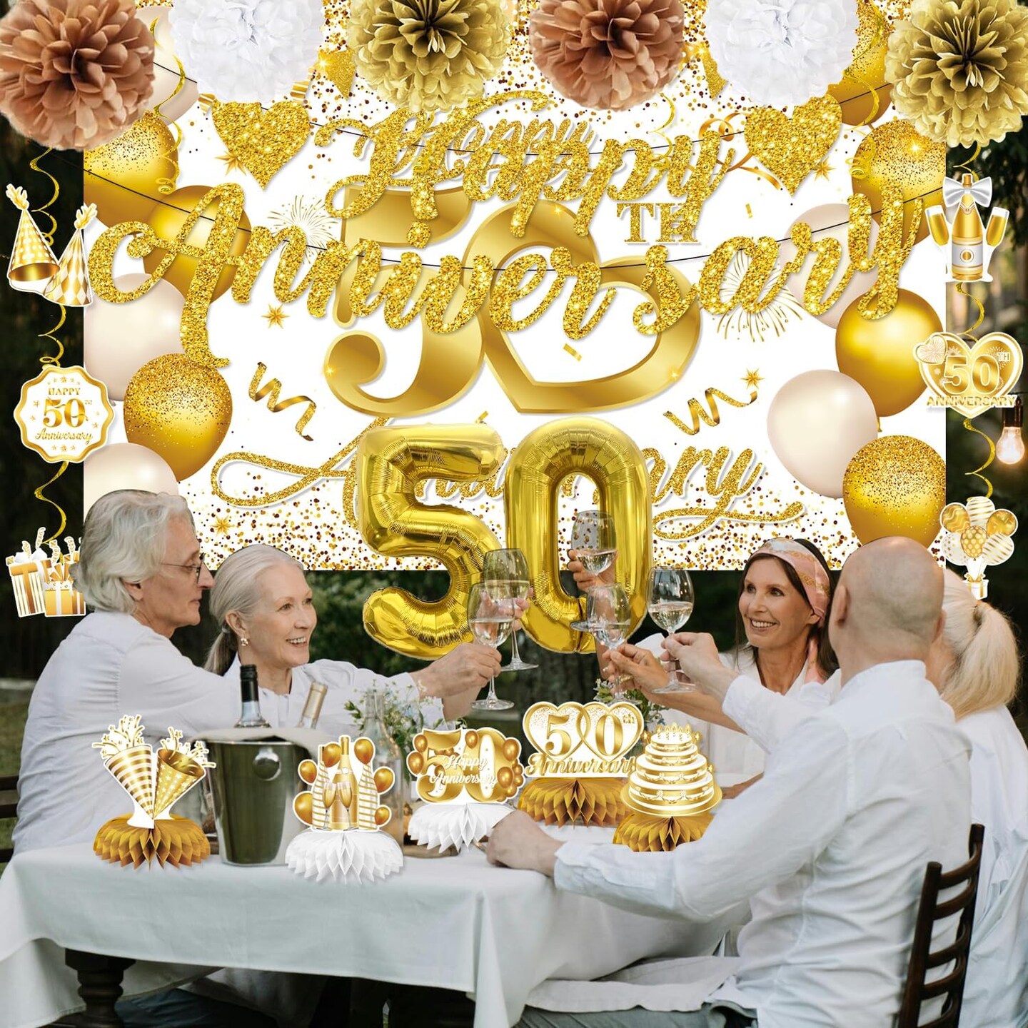 50th Wedding Anniversary Decorations - Happy 50th Anniversary Banner