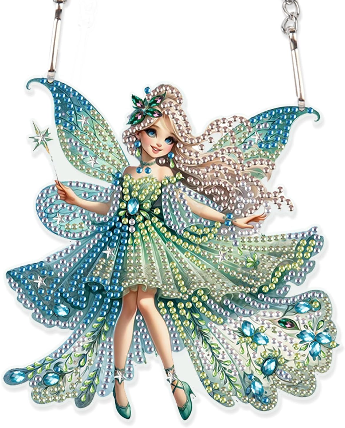 Green Butterfly Fairy Diamond Art Painting Hanging Pendant Kit
