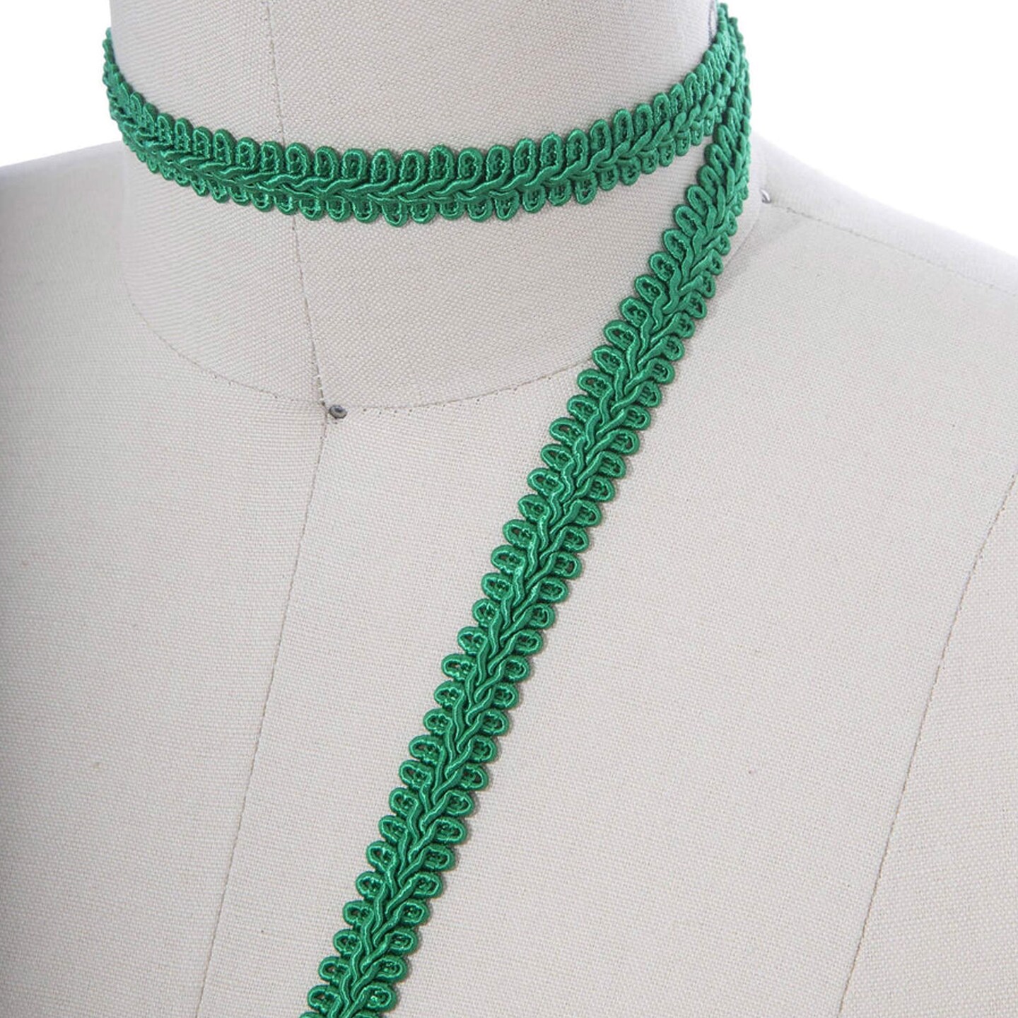2 Yards Christmas Green Braided Gimp Trim 5/8" Width Decorative Upholstery Lace for Curtains
