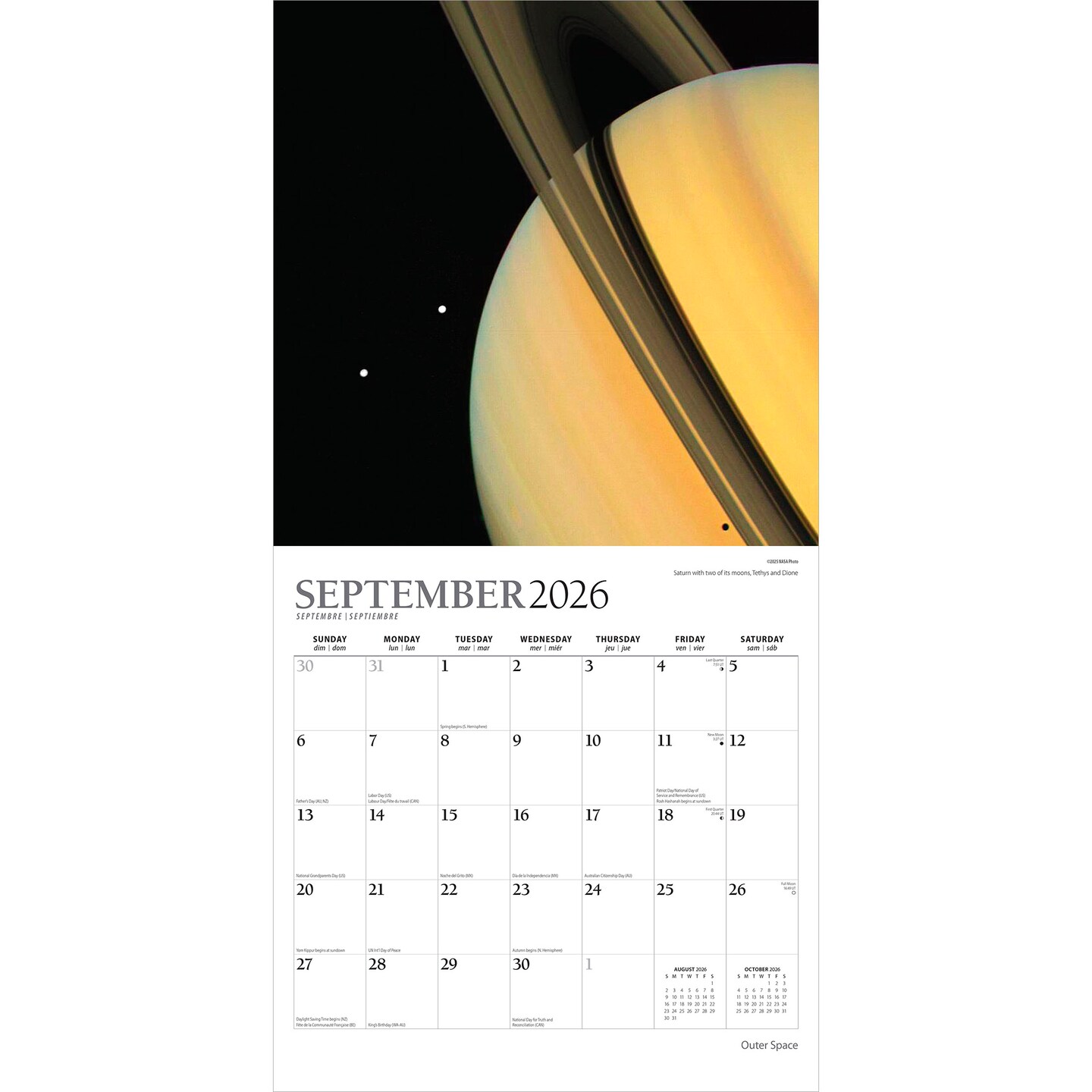 Outer Space | 2026 12 x 24 Inch (Hanging) Monthly Square Wall Calendar | Foil Stamped Cover