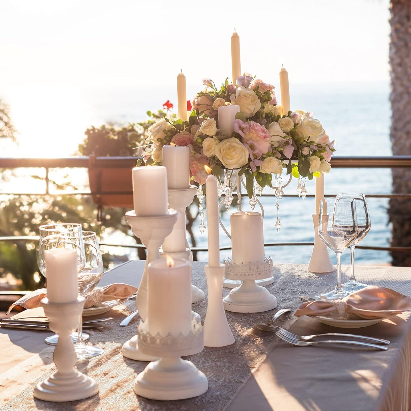 Tablecloth and Sequin Table Runner Set Polka Dots (White, Silver) 108"L x 12"W