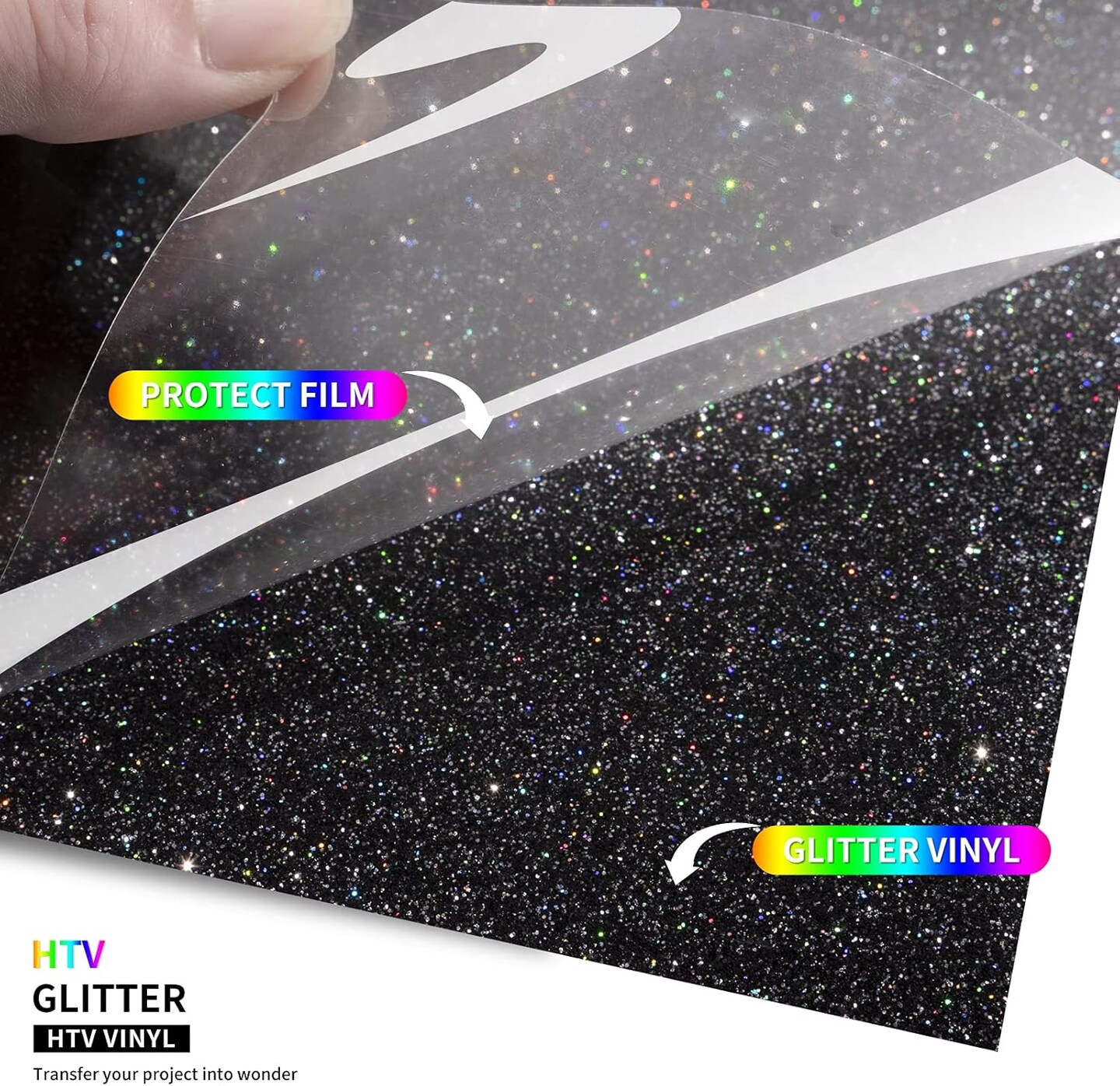 Black Glitter HTV Glitter Heat Transfer Vinyl 12inx5ft