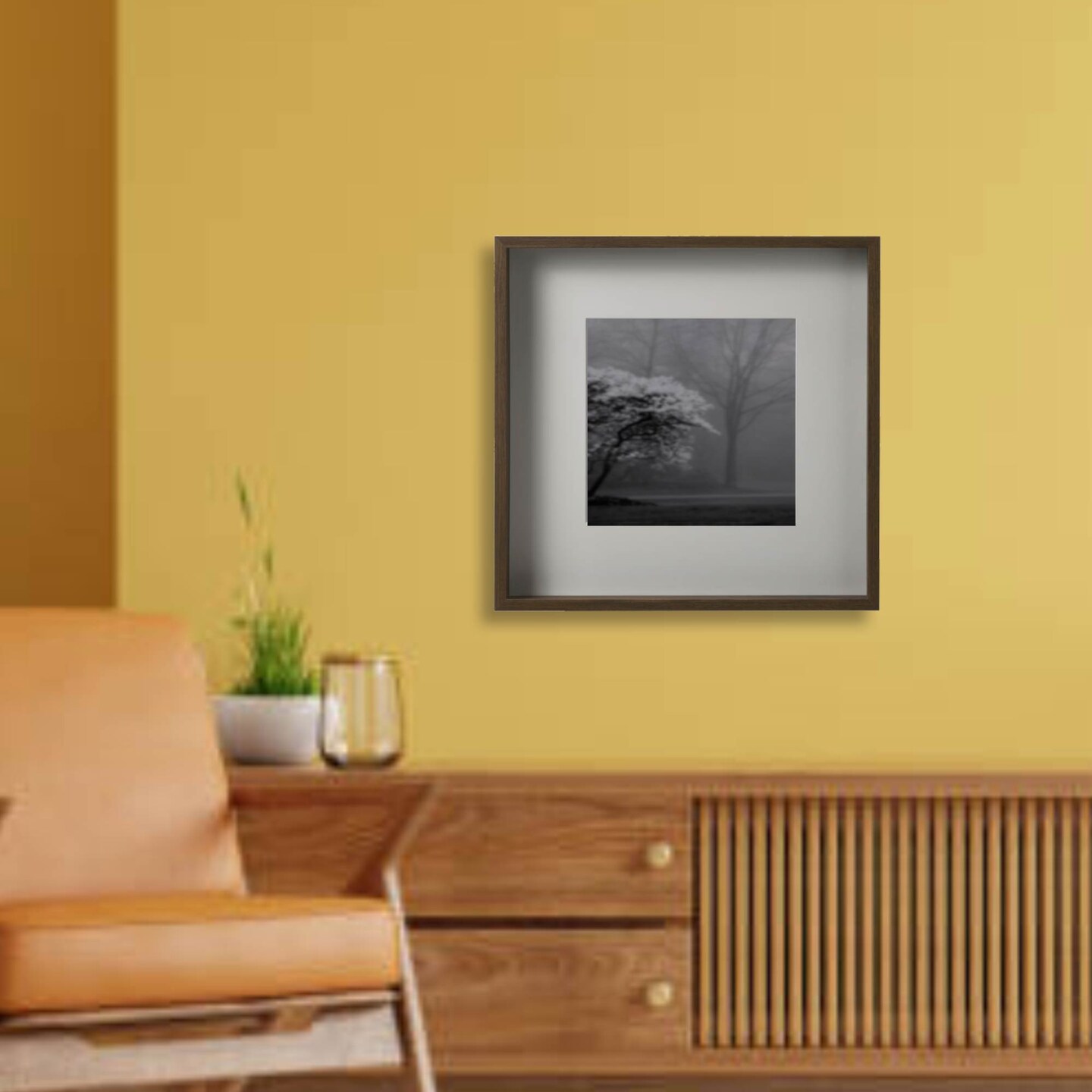 Walnut Effect Deep Frame 19¾" x 19¾" with Safe Plastic Front Protection