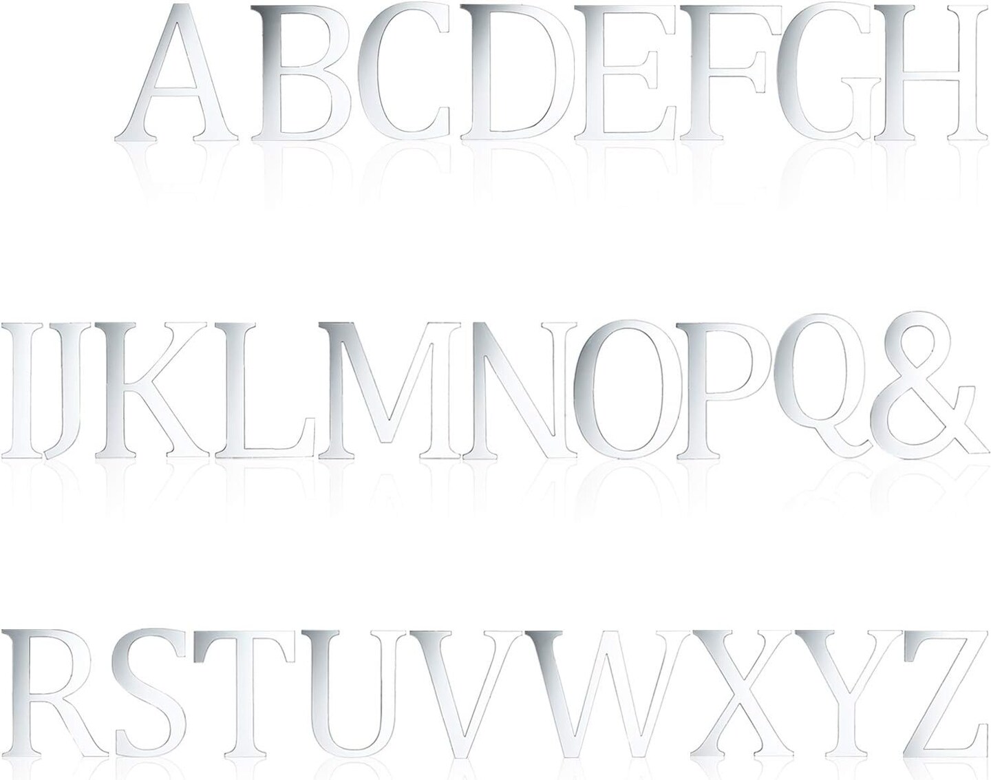 27 Pieces Alphabet Mirror Decal Name Sticker Art Silver Acrylic 26 Letters Wall Decals (Silver) 13.26 x 23.01 x 53.04 inches