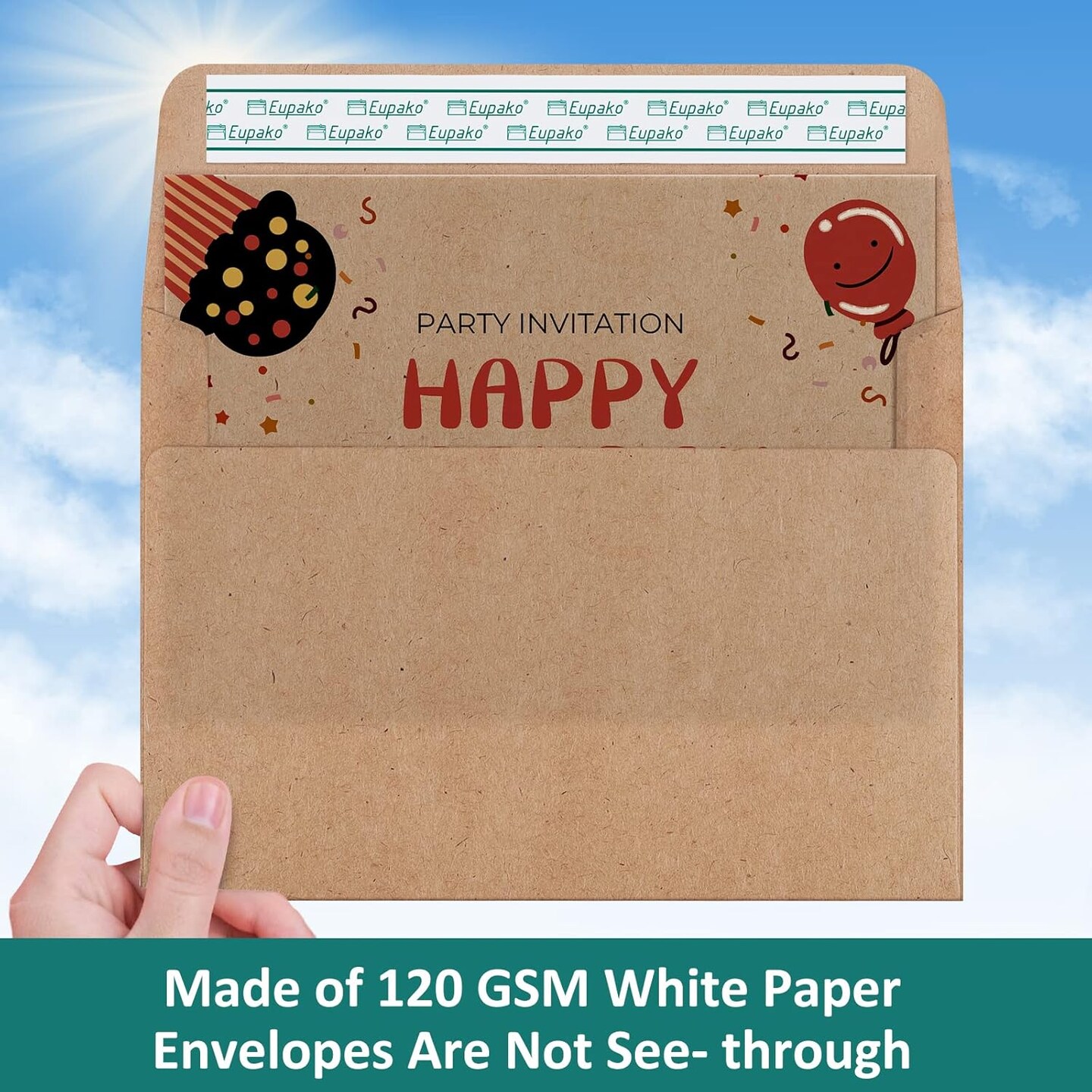 Brown Blank Cards and Envelopes 100 Pack - 5x7 Heavyweight Folded Cardstock and A7 Envelopes Self Seal for DIY Greeting Cards, Invitations, Wedding, Baby Shower, Birthday, Thank You Cards