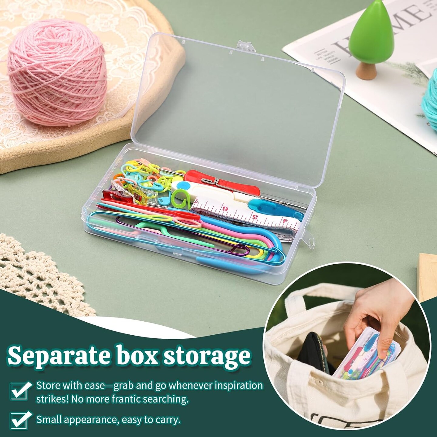 Knitting Supplies Kit with Stitch Markers Plastic Sewing Needles