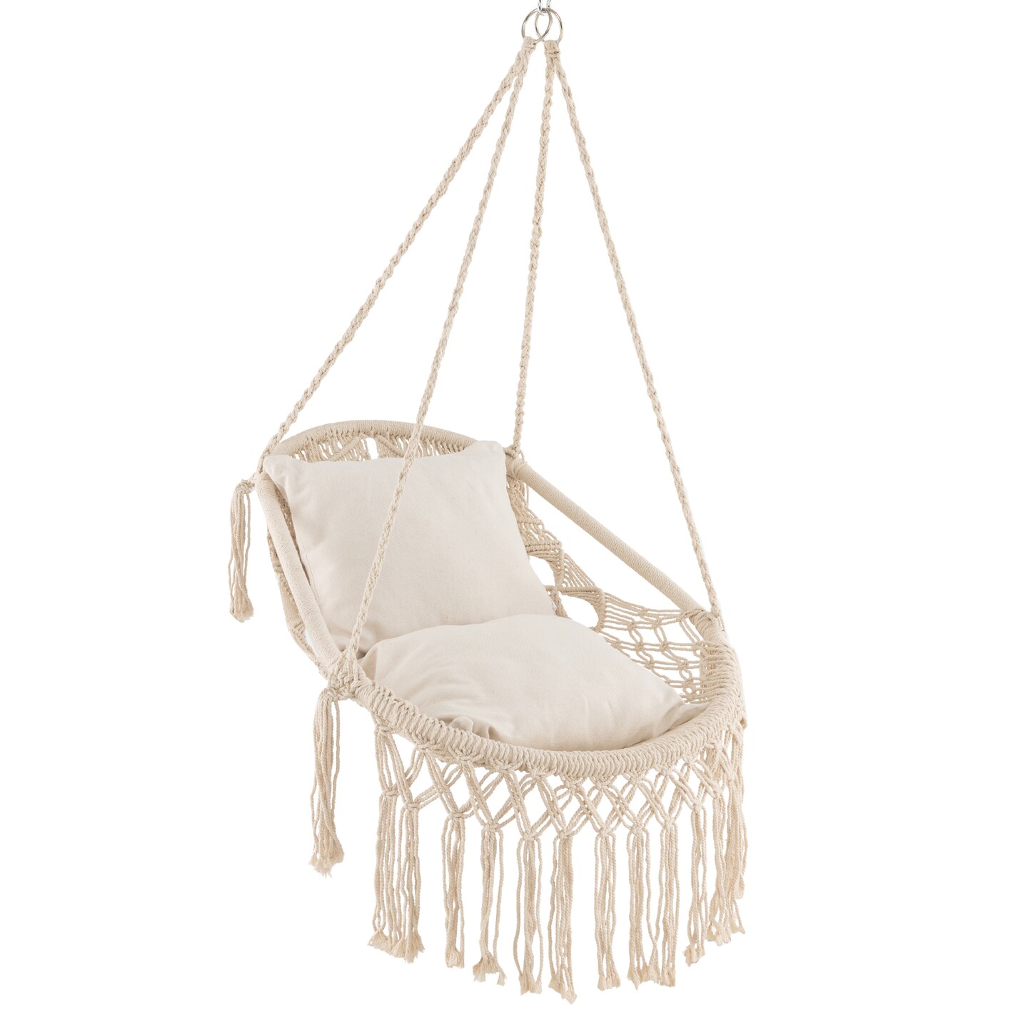 Hanging Hammock Chair with Cushions and Sturdy Rope for Indoors Outdoors
