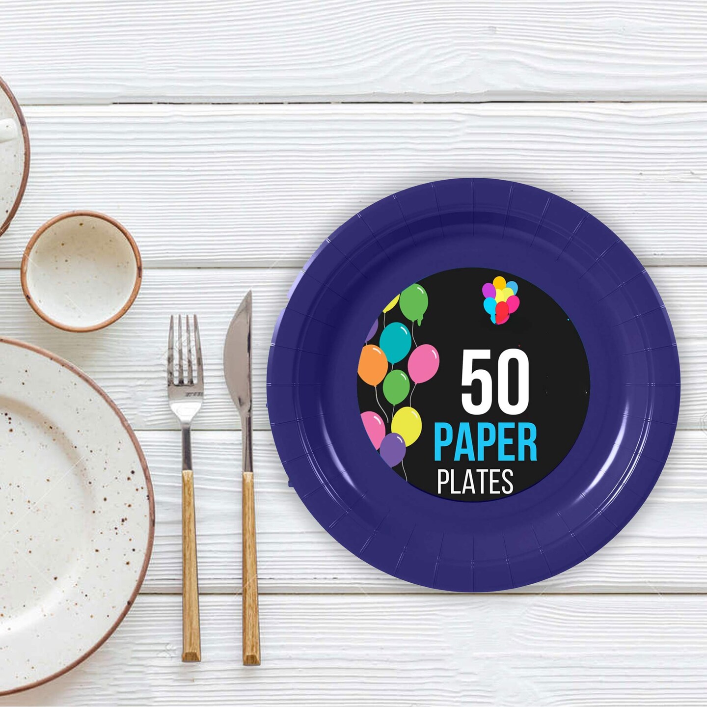 50 Count Navy Paper Plates Durable Disposable Elegant Party Plates For Events 7 Inch