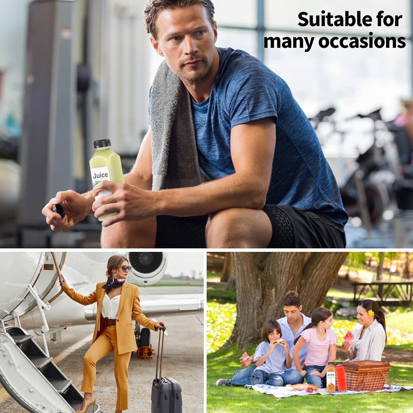 36pcs 16oz Plastic bottles with lids, juice bottles with caps