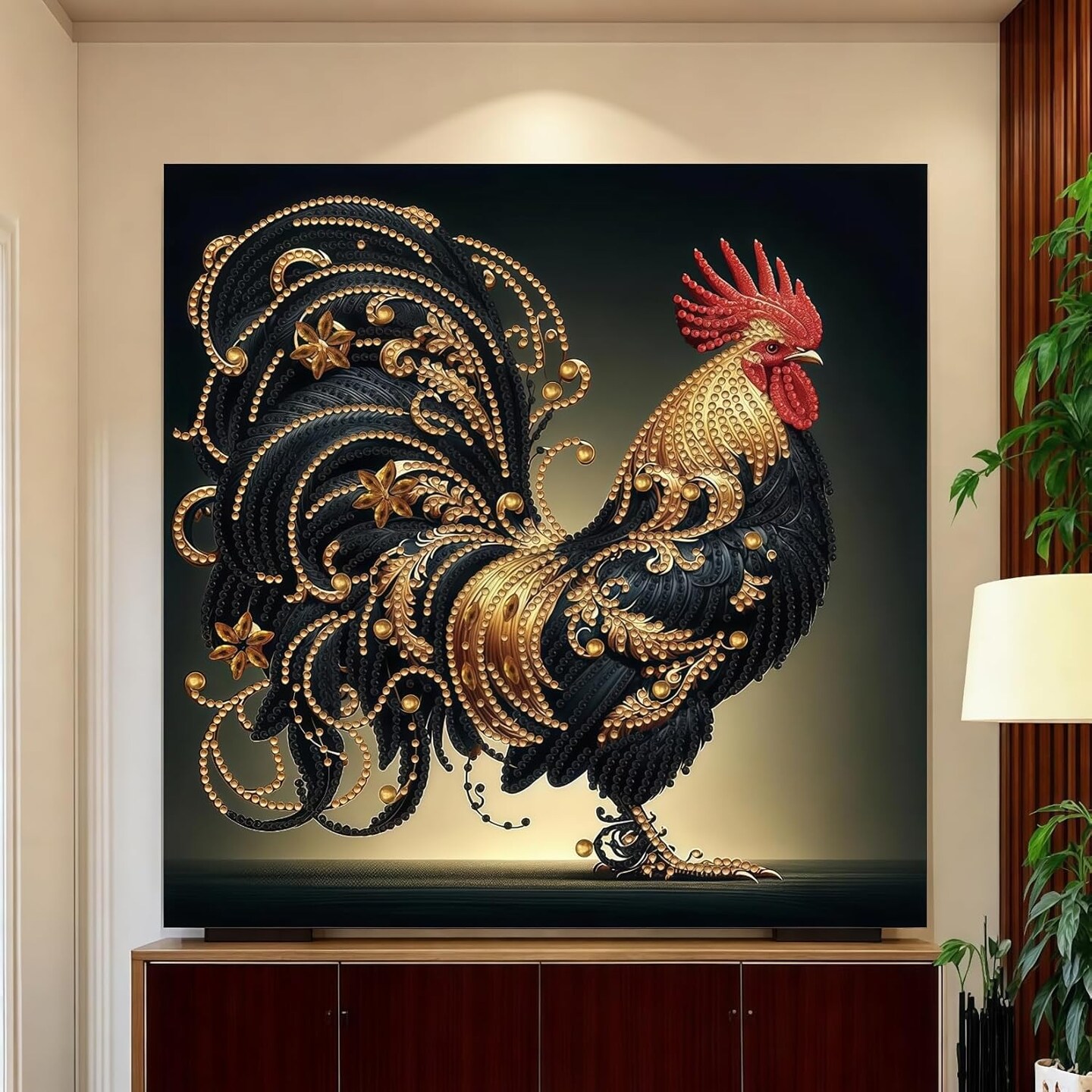 5D Rooster Diamond Painting Kits for Adults (JK737-1) 13.7 x 13.7 x 0.1 inches