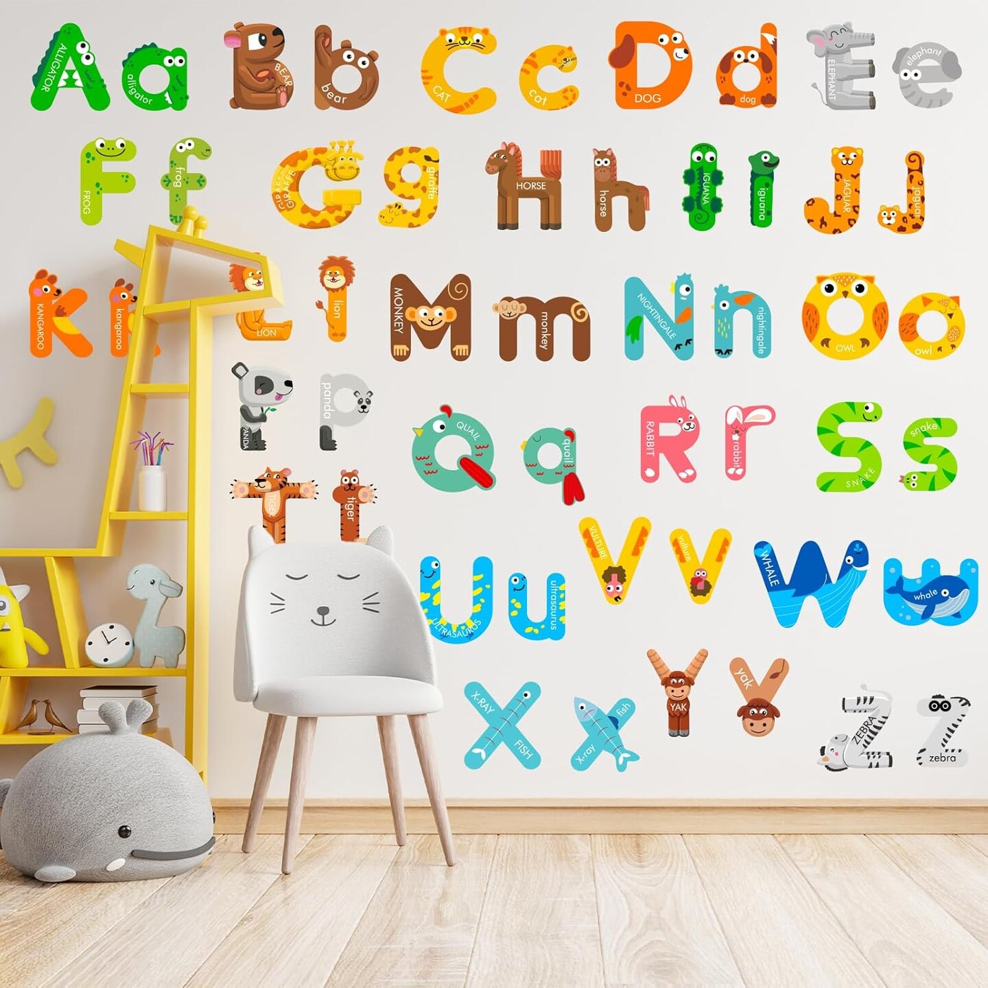 8 Sheets Alphabet Letters Wall Decals (Multicolor) 13.8 x 9.8 x 0.1 inches