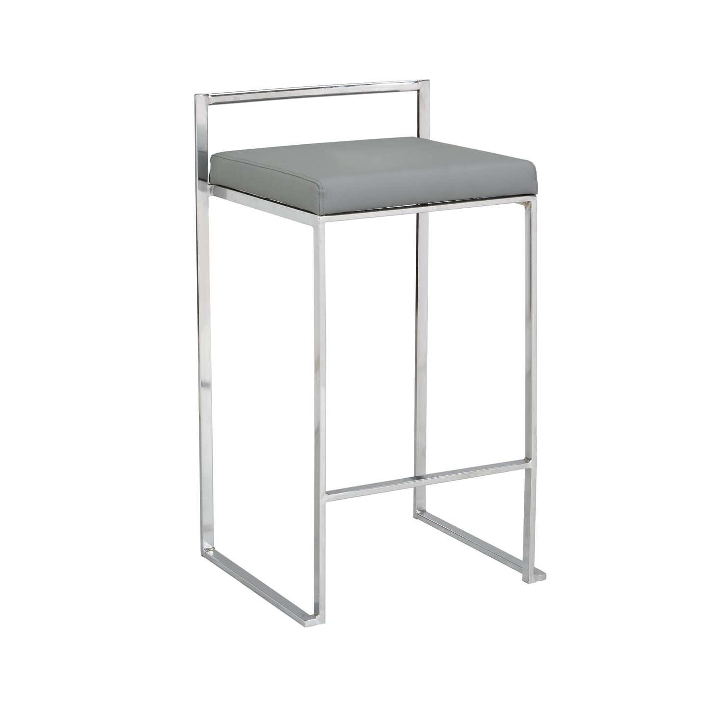 Contemporary Home Living Low Back Upholstered Counter Stool - 30" - Gray and Chrome