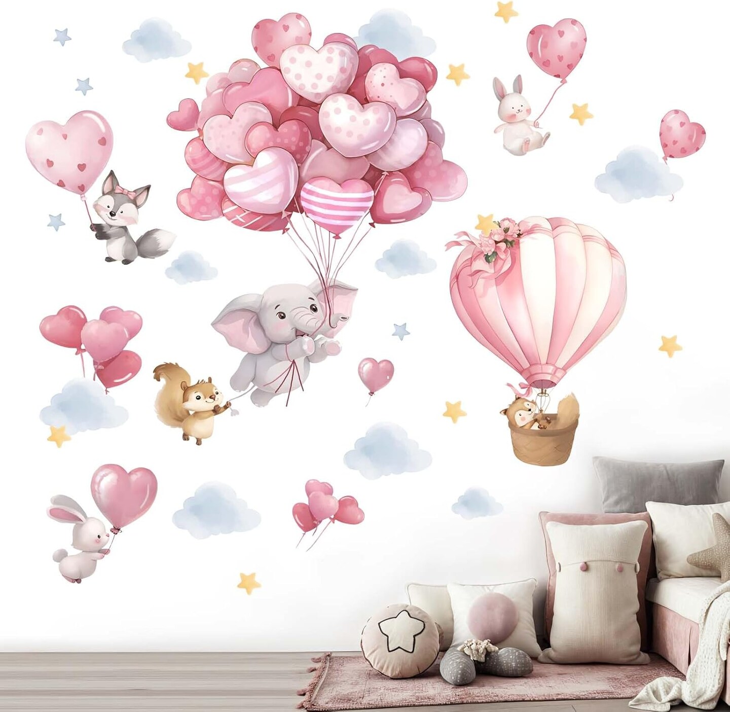 Animals Balloon Wall Stickers for Nursery