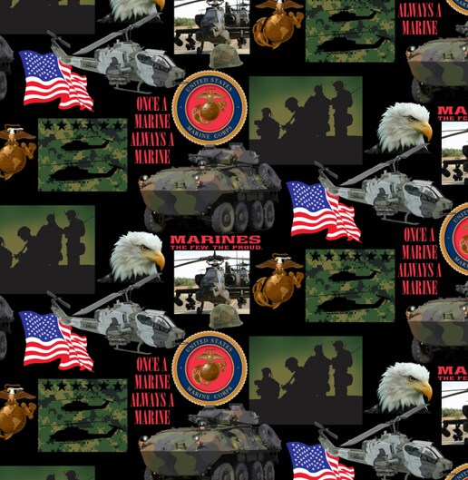 Sykel Enterprises Military Marines Patch Work Cotton Fabric by the Yard