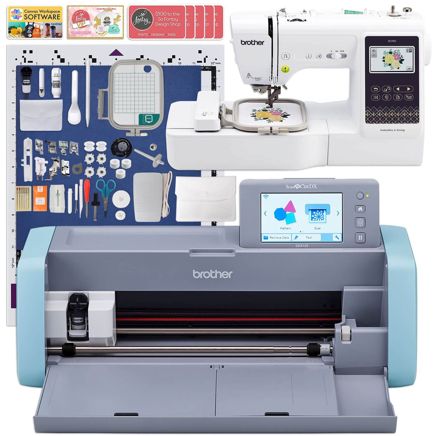 Brother ScanNCut SDX125e Cutting Machine with SE700 Sewing &#x26; Embroidery Machine