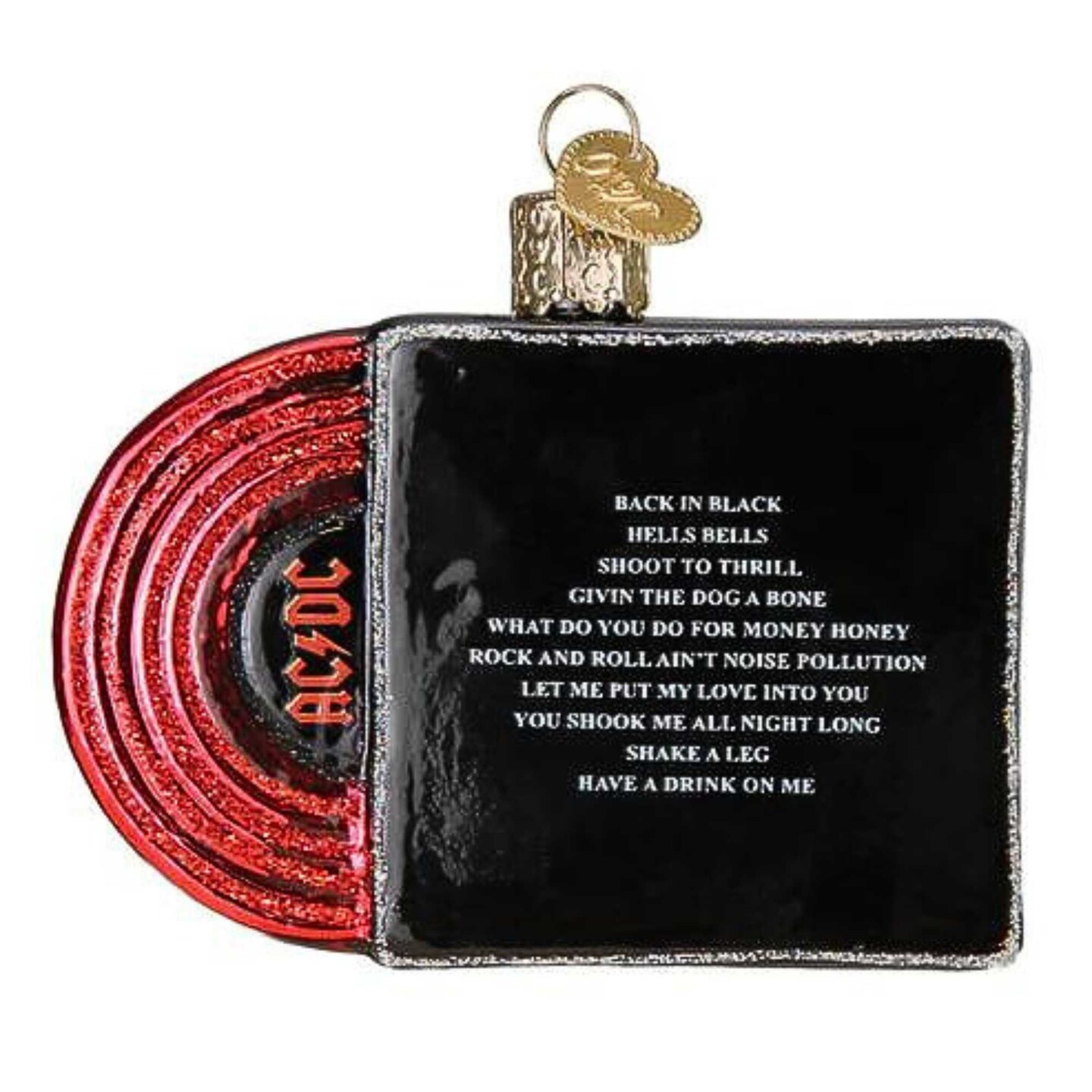 Old World Christmas 3.0 Inch Back In Black Album Cover Christmas Tree Ornament , Christmas Decor Ac Dc Rock And Roll