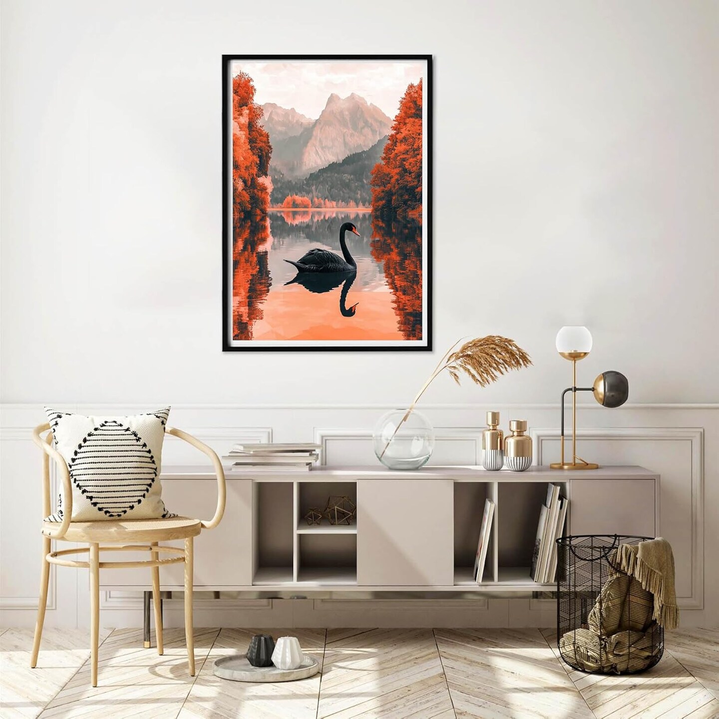 5D Diamond Art Kits for Adults, Black Swan Diamond Painting Art Animal DIY Full Round Drill Kits, Embroidery Rhinestone Diamond Crystal Craft Canvas Home Wall Decor 12x16 inch