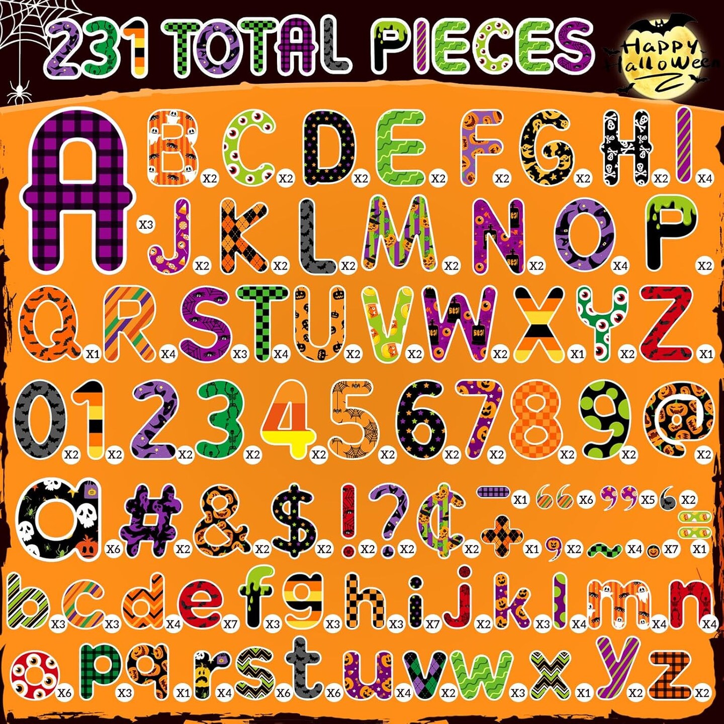231 Pcs Halloween Bulletin Board Letters for Classroom 4 Inch Letters