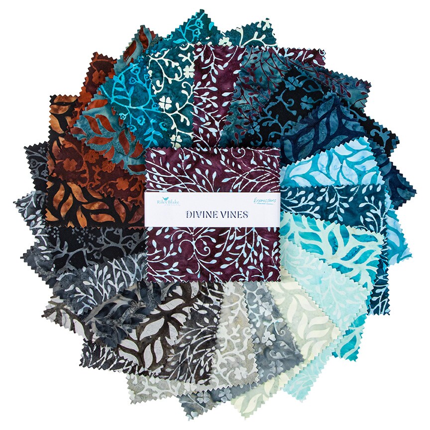 Expressions Batiks 5&#x22; Square Pack (Charm Pack / 5&#x22; Stacker) in Divine Vines by Riley Blake Designs for Riley Blake (5-23304-42)