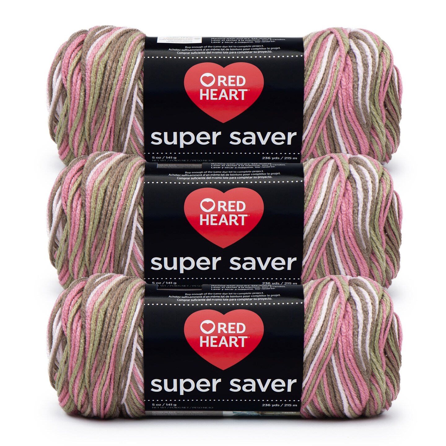 Red Heart Super Saver Yarn 24 Pack-Pink Camo