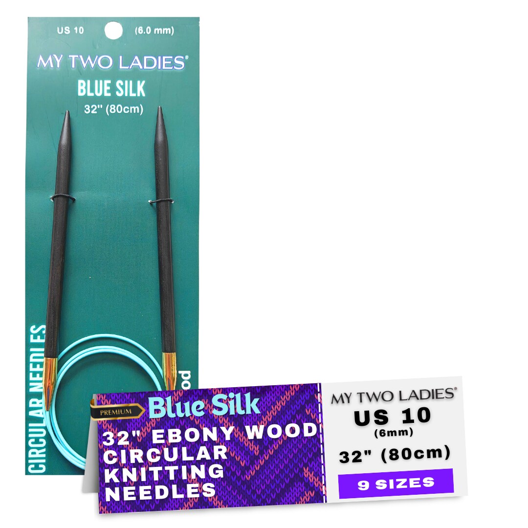 Blue Silk | 32" Circular Knitting Needles | Ebony | 9 Sizes