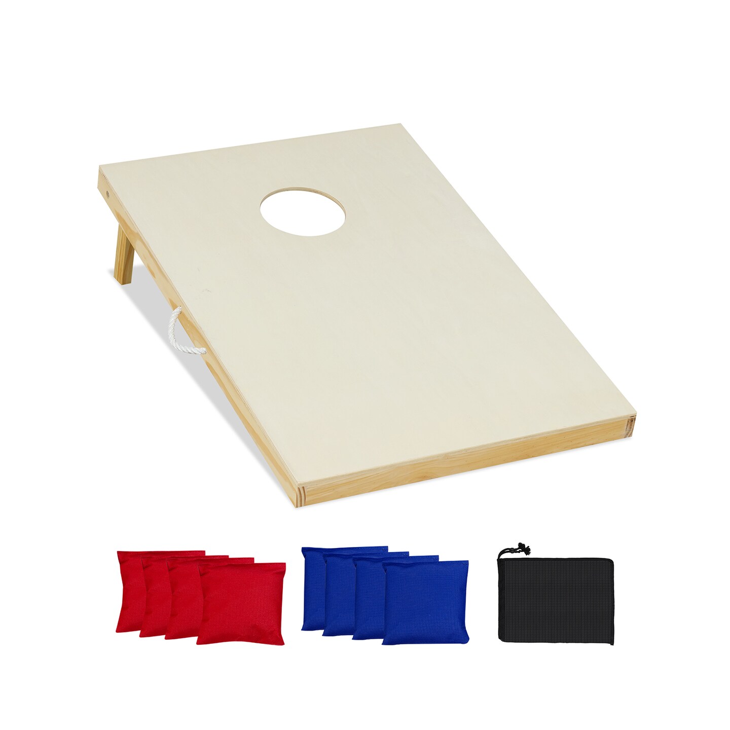 Natural Solid Wood Cornhole Board Set Portable Corn Hole Game Board Includes 8 Bean Bags