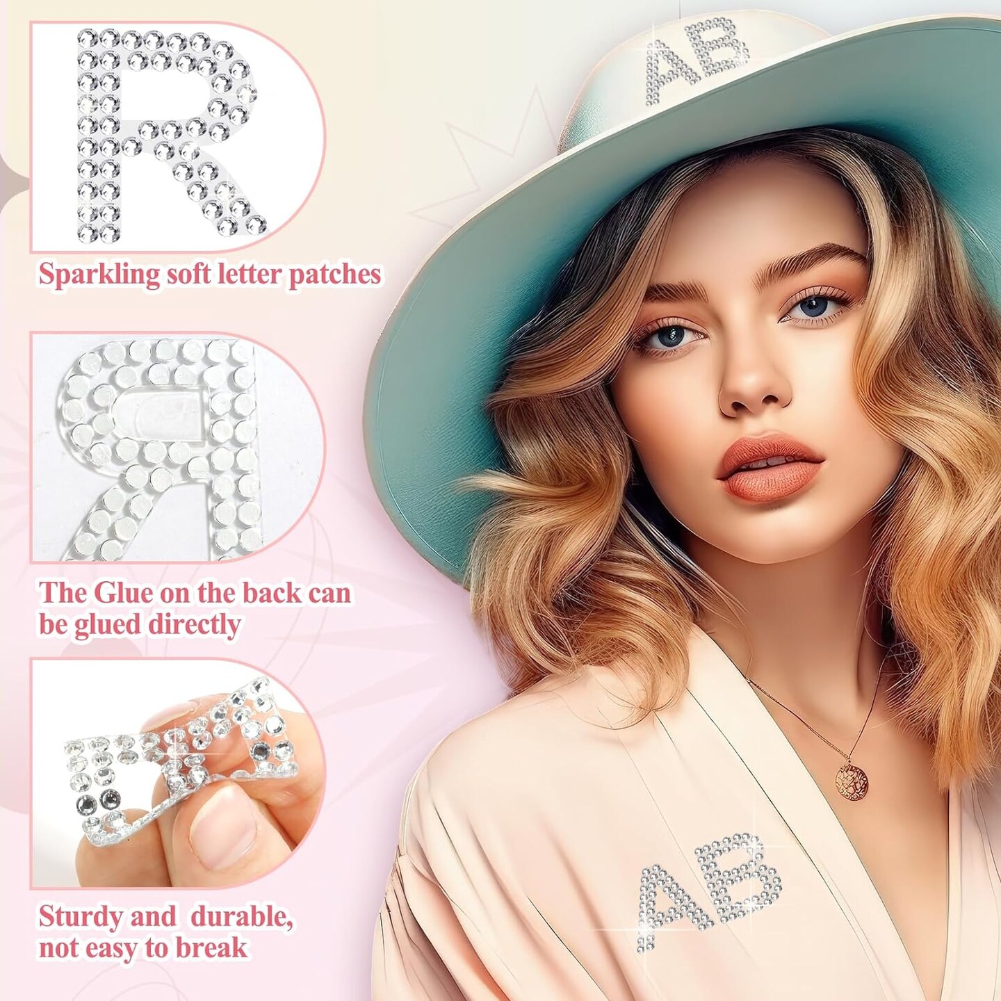 170 Pieces Rhinestone Letters Stickers, 5 Sheets Glitter Self Adhesive Diamond