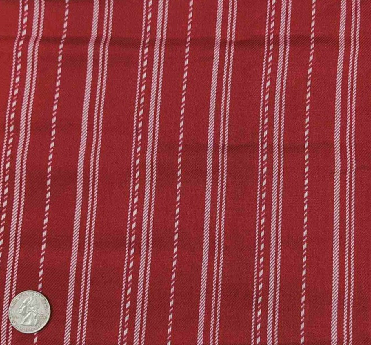 1 Yard Rayon Twill Yarn Dyed Stripe Burgundy Woven Fabric, 54/55″ Wide 100% Rayon