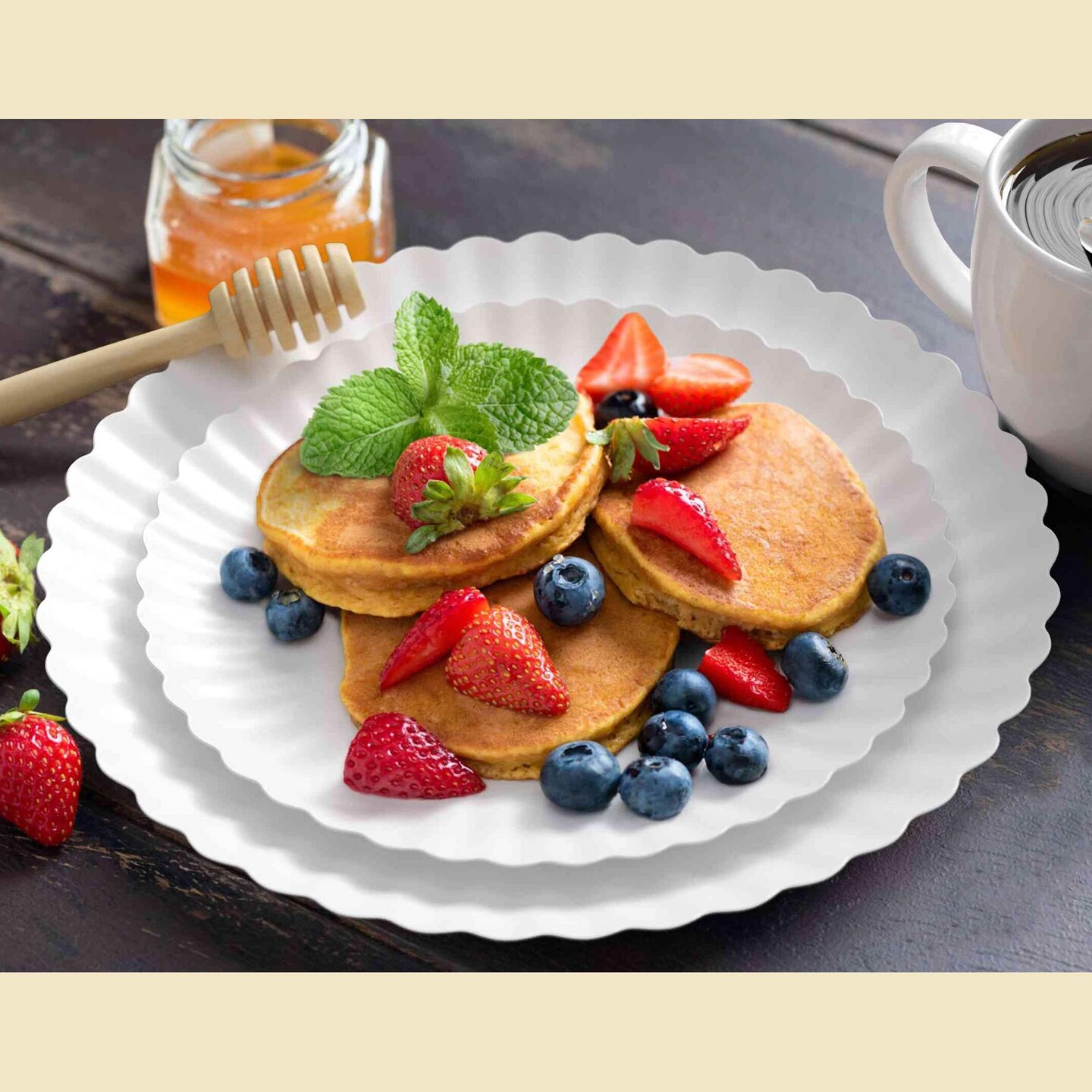 10 Count Snow Scalloped Paper Plates Elegant White Disposable 8.5 Inch Party Supplies